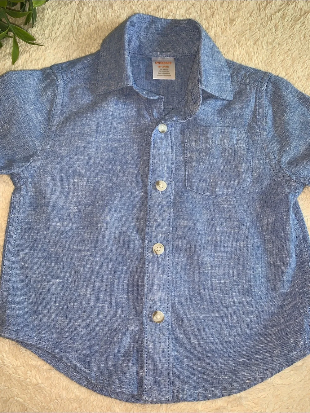 Gymboree Blue Button Down Shirt 18-24M Boys EUC